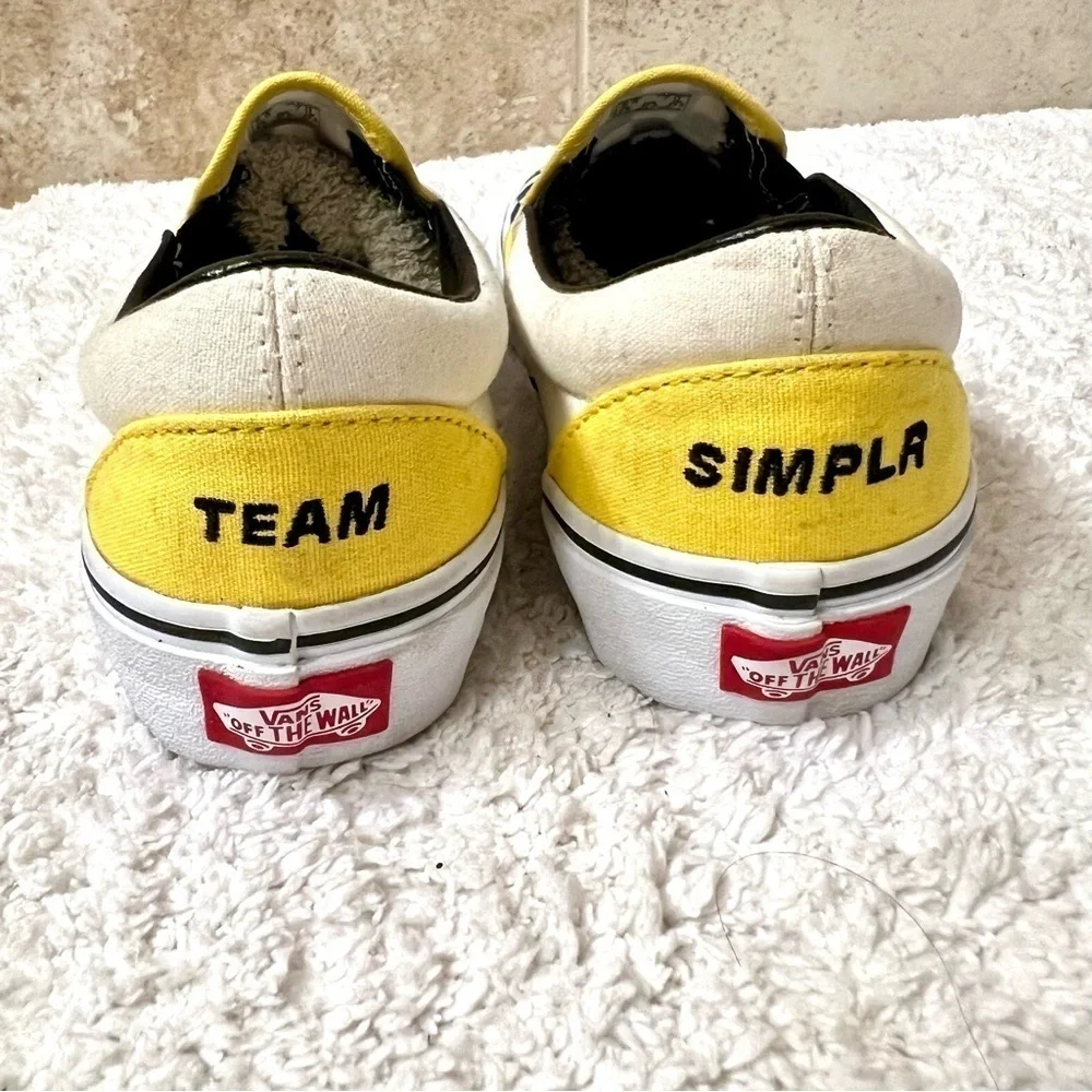 VANS Customs Team Simplr Classic Slip On Blue yellow Checkerboard Rare women’s 7